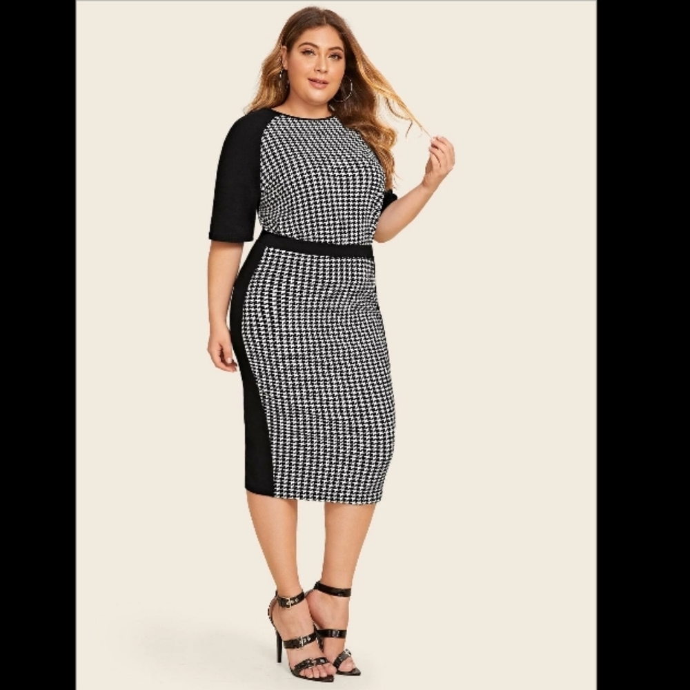 Shein Houndstooth pencil skirt